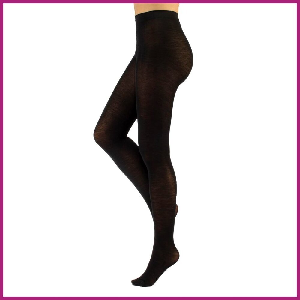Merino Wool Tights, 100 Den Winter Pantyhose with Cotton Gusset